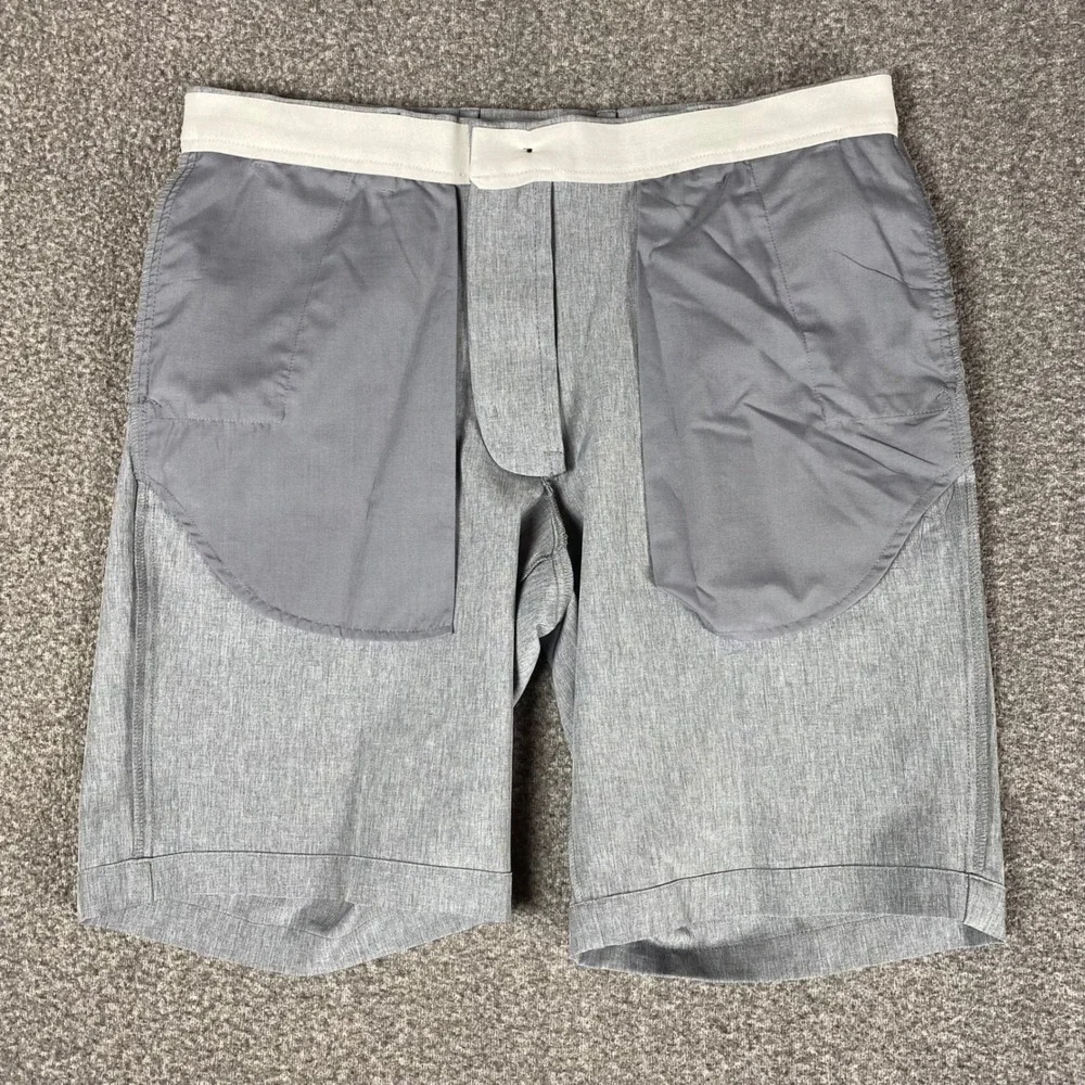 New Greg Norman Mens Golf Shorts 34 Grey Stretch Performance Flat‎ Front Active